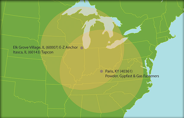 Coverage map for Elk Grove Village, Illinois and Paris, Kentucky